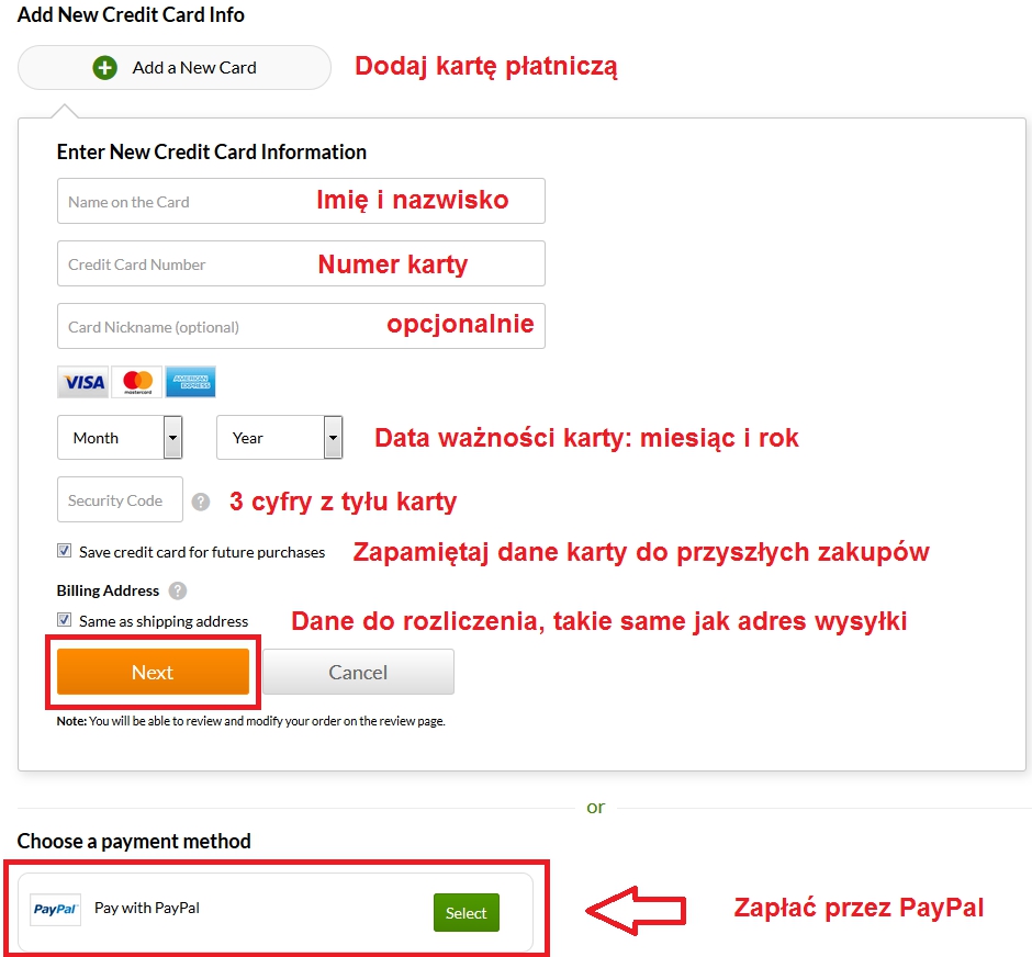 Wybór metody płatności Wybór metody płatności